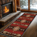 Red Arrow Runner Rug, 4x10ft Retro Geometric Hallway Runner Rug - Corridor & Busy Home Foyer Rugs, Washable Flannel Non-Slip Mat, Southwestern Tribe Decor Carpet for High-Traffic Areas
