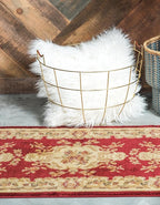 Rugs.com Chateau Collection Rug – 2' x 7' Runner Red Medium Rug Perfect for Hallways, Entryways