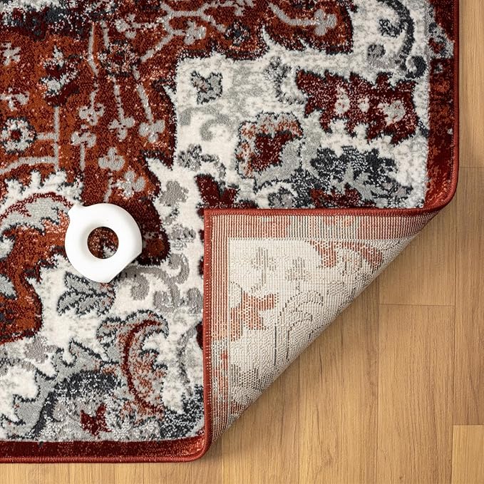 LUXE WEAVERS Moroccan Red 8x10 Medallion Area Rug for Living Rooms