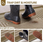 Front Door Mat 17''x30'', Absorbent Muddy Dirt Resist Washable Non Slip Low-Profile Indoor Doormat, Easy Clean Welcome Entryway Door Mats, Brown