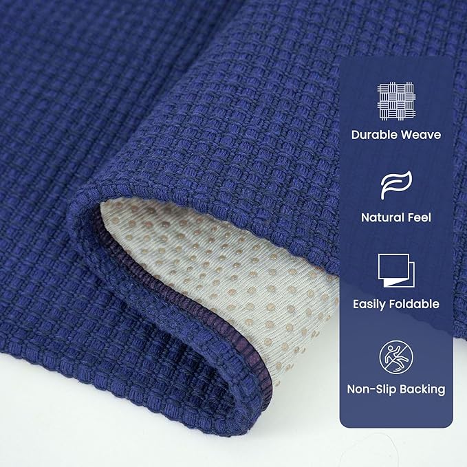 Braided Runner Rug 2x6 Ft Washable Runners for Hallways Kitchen Runner Rug Rubber Backed Cotton Entryway Runner Indoor, Woven Floor Carpet for Hall Kitchen Bedroom, Royal Blue/Navy