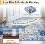 Washable Area Rugs 10'x14' Non-Slip Modern Abstract Soft for Living Room Entryway Bedroom Nursery, Print Pattern, Blue Grey Navy Gray