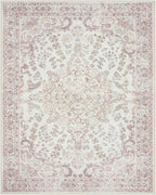 Wonnitar Floral Washable 8x10 Rug, Pink Area Rug for Bedroom Girls, Soft Non Slip Ultra-Thin Large Boho Vintage Home Decor Carpet for Living Room Nursery Dining Room Girl Room