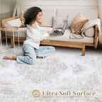 Bedroom Rug 3x5 Vintage Rugs, Machine Washable Small Area Rug Retro Medallion Distressed Rugs Non-Slip Soft Low Pile Throw Rug for Entryway Bedroom Bathroom Hallway Kitchen(Beige,3'x5')