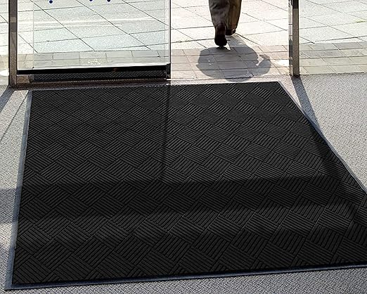 WaterHog Diamond | Commercial-Grade Entrance Mat with Rubber Border – Indoor/Outdoor, Quick Drying, Stain Resistant Door Mat (Charcoal, 3' x 4')