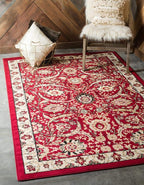 Unique Loom Espahan Collection Area Rug - Cape Cod (9' 10" x 13' 1" Rectangle, Red/ Beige)