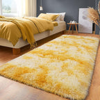 Fluffy Area Rugs for Living Room, Soft Shaggy Carpets for Living Room, Upgrade Anti-Slip Fuzzy Rugs for Kids' Room, Perfect Decor for Modern Home Tie Dye Yellow 2x6Feet