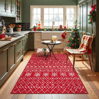Lahome Christmas Rug 3x5 Red Washable Non Slip Small Area Rug Soft Low Pile Office Carpet Moroccan Snowflake Throw Rug for Living Dining Room Bedroom Xmas Holiday Decor Bedroom Rugs,