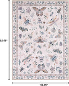 Lahome Insect Machine Washable Rugs 5x7, Non Slip Soft Pink Rugs for Bedroom Girls Living Room, Ultra-Thin Stain Resistant Accent Carpet for Dining Room Office Nursery(5'x7',Pink)