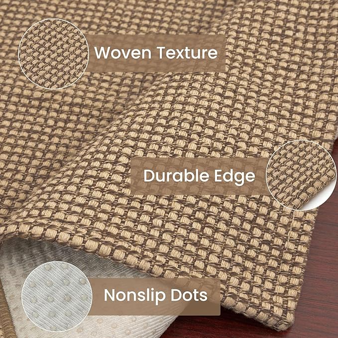 IOHOUZE Washable Runner Rug 2.6x10 Non Slip Rubber Backed Long Hallway Runner Entryway Runner Indoor, Kitchen Rugs Woven Cotton Floor Carpet for Hall Entrance, Orange/Tan/Brown