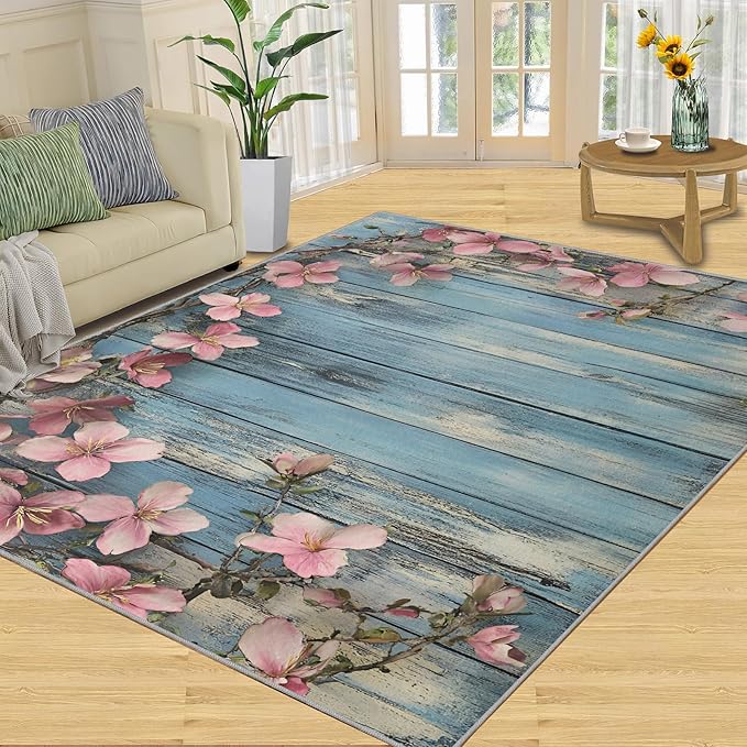 2x3 Vines Rugs for Entryway - Vintage Wood Panels Small Area Rugs, Rural Flowers Laundry Room Carpet Non Slip Accent Throw Rug for Bathroom Kitchen Sink Front Door