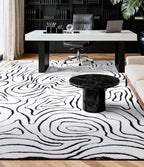 YIHOUSE Modern Rugs for Living Room 6x9, Washable Black and White Bedroom Rug, Fluffy Geometric Dining Room Rugs for Under Table Home Decor