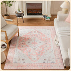 Istana 5x7 Area Rug - Pink Rugs for Living Room 5x7 - Foldable Rugs for Bedroom - Stain Resistant Washable Rug - Eco-Friendly Boho Area Rugs - Easy to Clean Living Room Rug