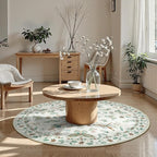Lahome Insect Washable Round Rugs, Non-Slip Soft Round Rug 4ft Ultra-Thin, Small Boho Circle Carpet for Entryway Kitchen Bedroom Nursery Bathroom, Beige