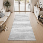 PADOOR Modern Abstract Runner Rug - 2x8 Washable Hallway Rugs, Ultra Soft Non-Slip Low Pile Floor Rugs for Hallway Entryway Kitchen Bedroom Bedside Laundry Room Grey