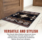 YHSF South West Native American Area Rug C318 - Easy Clean, Thick, Soft, Durable Native Tribal American Indian Inspired Rug for Bedroom/Living Room and More - Black, 2 Feet x 3 Feet 4 Inches