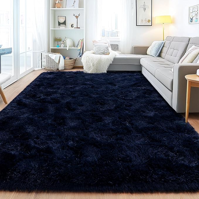 Area Rugs for Living Room, Soft Shaggy Carpets for Living Room, Fuzzy Rugs for Kids' Room, Perfect Decor for Modern Home Navy Blue 5x7 Feet