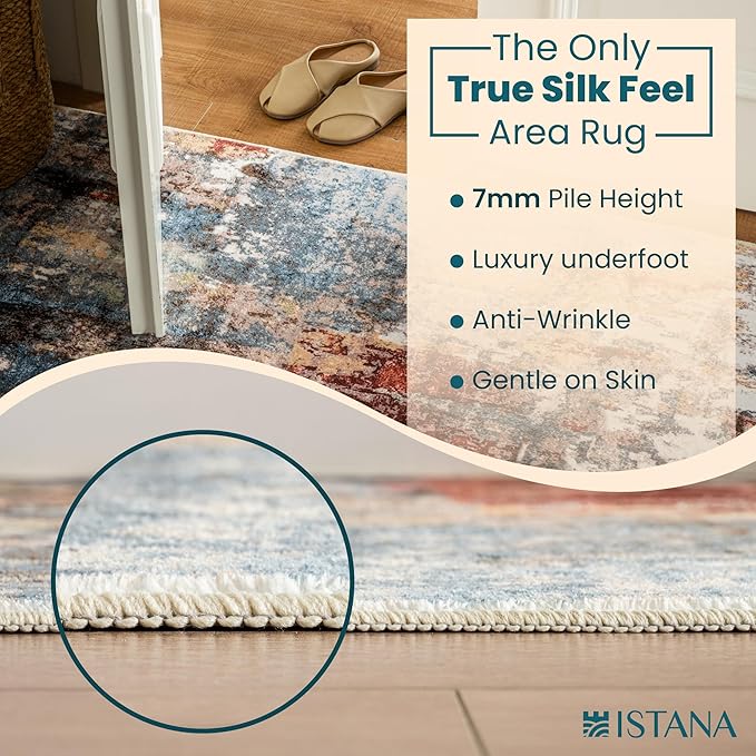 Istana 9x12 Area Rug - Multi/Red 9 x 12 Area Rugs for Living Room - Foldable 9x12 Rugs for Bedroom/Living Room Rug - Stain Resistant Washable Rugs - Eco-Friendly Area Rugs