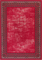 Antep Rugs Alfombras Bordered Modern 3x5 Non-Slip (Non-Skid) Low Pile Rubber Backing Indoor Area Rug (Red, 3' x 5')