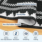 Modern Low Pile Non Slip 5x7 Machine Washable Living Room Area Rug Foldable Modern Geometric Soft Floor Carpet Geometric Bordered Stain Resistant Indoor Rug with Rubber Back, Black