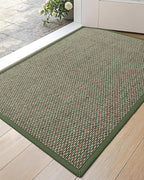 DEXI Ultra Thin Entryway Indoor Door Mat 17x30, Non Slip Rubber Backing Inside Entry Mat, Low Profile Easy Clean Dirt Trapper Doormat for Inside Entrance Patio, Green