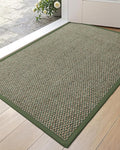 DEXI Ultra Thin Entryway Door Mat 24x36, Non Slip Rubber Backing Inside Entry Mat, Low Profile Easy Clean Dirt Trapper Doormat for Inside Entrance Patio, Green
