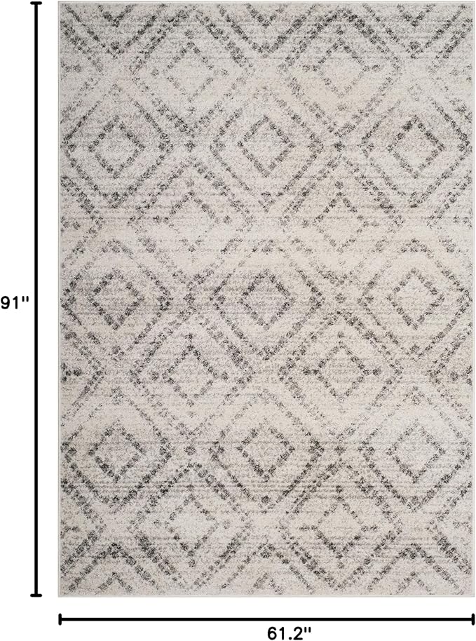 SAFAVIEH Adirondack Collection Area Rug - 5'1" x 7'6", Light Grey & Grey, Modern Diamond Distressed Design, Non-Shedding & Easy Care, Ideal for High Traffic Areas in Living Room, Bedroom (ADR131C)