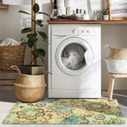 Lahome Floral Runner Rug - 2x4 Area Rug Non-Slip Low-Pile Washble Entryway Runner Rug Small Throw Laundry Mat Bathroom Runner, Boho Beige Paisley Carpet Runners for Hallway Bedroom Kitchen Foyer