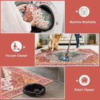 Moynesa Ultra-Thin Washable Runner Rug - Pink 2x4 Bedroom Bathroom Rug Runner Non-Slip Kitchen Rugs, Vintage Stain Resistance Low Pile Entryway Carpet Runner for Hallway Laundry Room