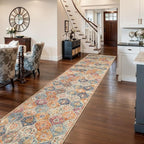Lahome Moroccan Washable Runner Rug 2x10, Kitchen Runners for Hallways Rubber Backing Ultra-Thin Vintage Hallway Rug Non-Slip Stair Carpet for Entryway Bedroom Laundry Room, Cream/Multi