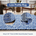Collive Kitchen Runner Rug, 2' x 4.3' Hand-Woven Reversible Washable Rug, Navy Blue Cotton Modern Farmhouse Bathroom Rug Hallway Carpet for Foyer Bedroom Entry Back Door Decor