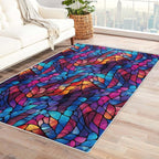 Abstract Rug, 4x6 Rug, Stained Glass Rugs for Living Room Bedroom, Modern Large Area Rug, Washable Rug Non Slip Soft Indoor Carpet, Kids and Pets Friendly, Abstract Home & Room Decor