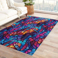 Abstract Rug, 8x10 Rug, Stained Glass Rugs for Living Room Bedroom, Modern Large Area Rug, Washable Rug Non Slip Soft Indoor Carpet, Kids and Pets Friendly, Abstract Home & Room Decor
