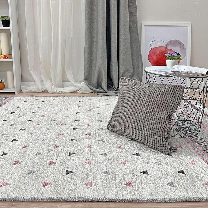 Alfa Rich 3x10 Mauve Gray Off White Washable Area Rugs for Living Room Hallway Kitchen Decor Runner