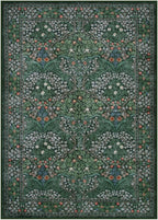Lahome Floral Washable 6x9 Area Rugs, Soft Green Bedroom Rug for Living Room Ultra-Thin Non Slip Dining Room Rug, Stain Resistant Boho Easy Clean Throw Carpet for Office, Dark Green
