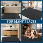 OLANLY Dog Door Mat for Muddy Paws 34x21, Absorbs Moisture and Dirt, Absorbent Non-Slip Washable Doormat, Quick Dry Chenille Mud Mat for Dogs, Entry Indoor Entryway Carpet for Inside Floor, Dark Grey