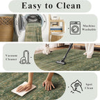 HelloTree 2x3 Entryway Rug Washable Vintage Print Door Mat Kitchen Rugs for Front Door Bedroom Living Room Entrance Small Soft Traditional Distressed Carpet Folable for Room Bedside-Green