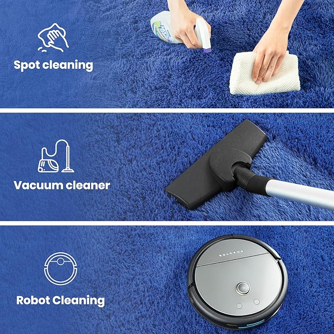 Zentavio Navy Blue Area Rugs for Living Room Boys Rugs for Bedroom 6x9 Large Shag Washable Carpet Soft Furry Fluffy Aesthetic Kids Playroom Rugs for Teen Home Decor
