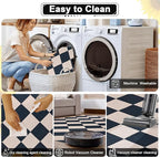 Checkered Area Rug 5x7 Black Washable Living Rugs Non-Slip Modern Ultra Soft Neutral Low Pile Diamond Carpet for Office Dining Room Playroom Kids Room