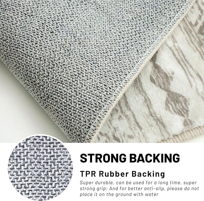 KUTA Moroccan Boho Runner Rug 2.6x10 Non-Slip Vintage Beige Washable Hallway Kitchen Rugs Ultra Soft Distressed Geometric Floor Carpet Runners for Bedroom Laundry Living Room