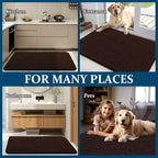 OLANLY Dog Door Mat for Muddy Paws 40x24, Absorbs Moisture and Dirt, Absorbent Non-Slip Washable Doormat, Quick Dry Chenille Mud Mat for Dogs, Entry Indoor Entryway Carpet for Inside Floor, Brown