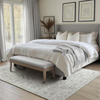 Distressed 5x8 Area Rugs for Living Room Bedroom, Low Pile Machine Washable Non Slip Carpet Rugs for Dining Room/Home Office/Kitchen Boho Farmhouse Transitional Style, Off White/Grey