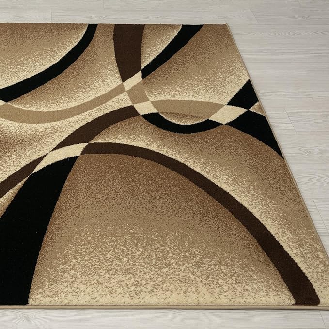 2305 Geometric Abstract Beige 5x7 Area Rugs for Living Room