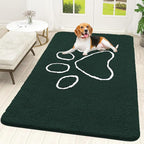 OLANLY Dog Door Mat for Muddy Paws 70x46, Paw Print Design, Absorbs Moisture and Dirt, Absorbent Non-Slip Washable Doormat, Quick Dry Chenille Mud Mat, Entry Indoor Entryway Carpet, Blackish Green