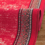 Antep Rugs Alfombras Bordered Modern 2x10 Non-Slip (Non-Skid) Low Pile Rubber Backing Indoor Area Runner Rug (Red, 2' x 10')