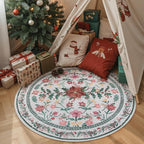 Wonnitar Christmas Decorations for Bedroom, Round Christmas Rug for Entryway Indoor, 4ft Washable Circle Rug Holiday Decor Non Slip Small Round Carpet for Living Room Kids Room Bathroom Xmas Tree