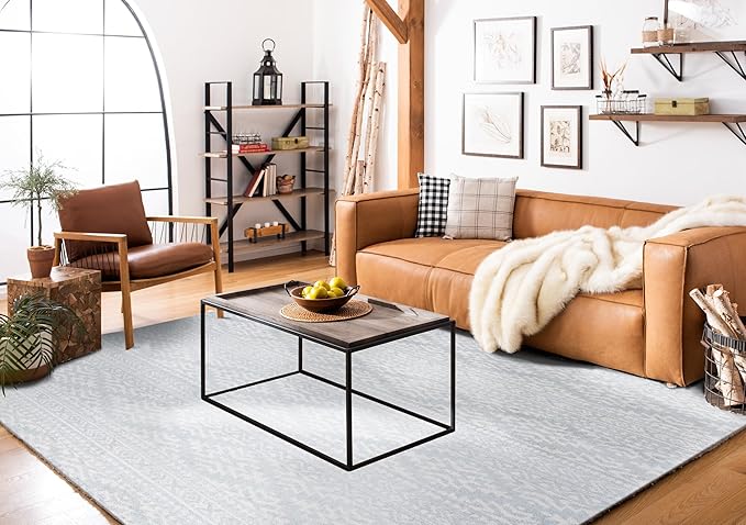 SAFAVIEH Area Rug 10x13 - Tulum Collection - Large - Light Grey & Ivory, Moroccan Boho Tribal Design, Non-Shedding & Easy to Clean, Ideal for Living Room, Bedroom, Dining Space (TUL272F)