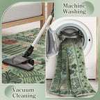 Floral Boho 3x5 Sage Green Bathroom Rugs, Washable Botanical Area Rugs for Entryway Bedroom, Non Slip Kitchen Floor Mat Indoor Throw Carpet for Laundry Living Room (Green,3 x 5)