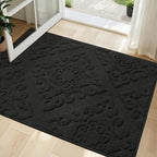 COSY HOMEER Door Mat 32”x48”,Absorbent Dirt Trapper Entryway Rugs,Non-Slip Welcome Mat,Washable Entry Rugs,Low Pile Doormat for Front Back Door,Wet Shoes & Paws,Black