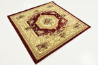 Unique Loom Versailles Collection Traditional Classic Floral Motif Area Rug (4' 0 x 4' 0 Square, Burgundy/ Ivory)